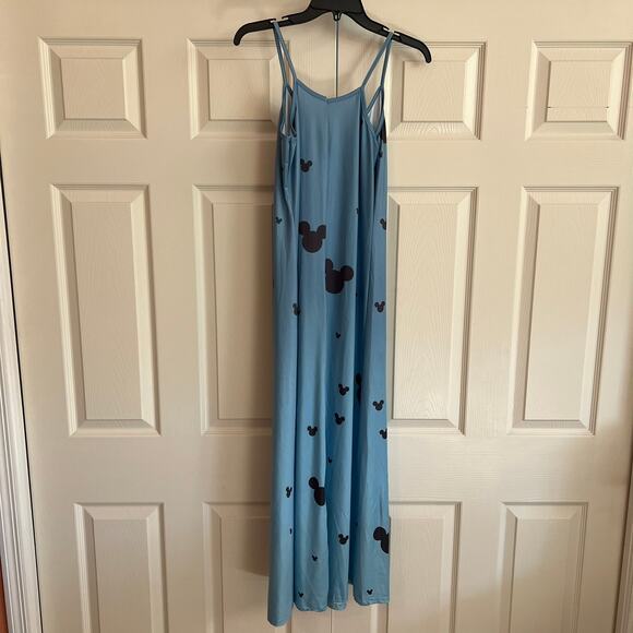 Mickey Mouse Themed Graphic Maxi Dress Size S Sweetheart Neck Thin Straps Disney - Picture 2 of 7